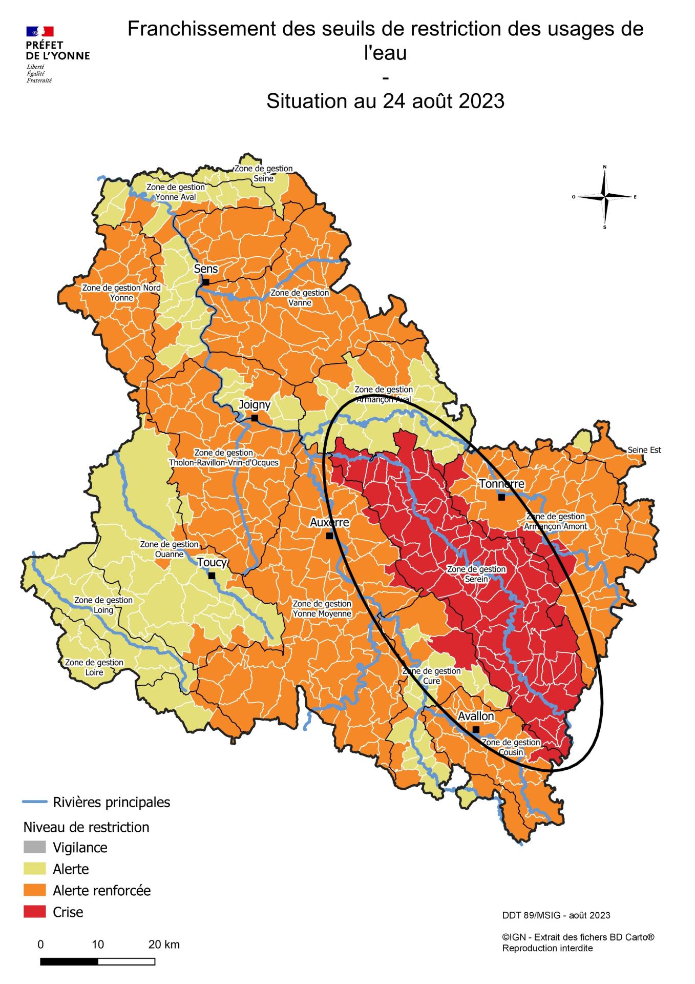 Crise sécheresse le 30 août 2023 dans l'Yonne