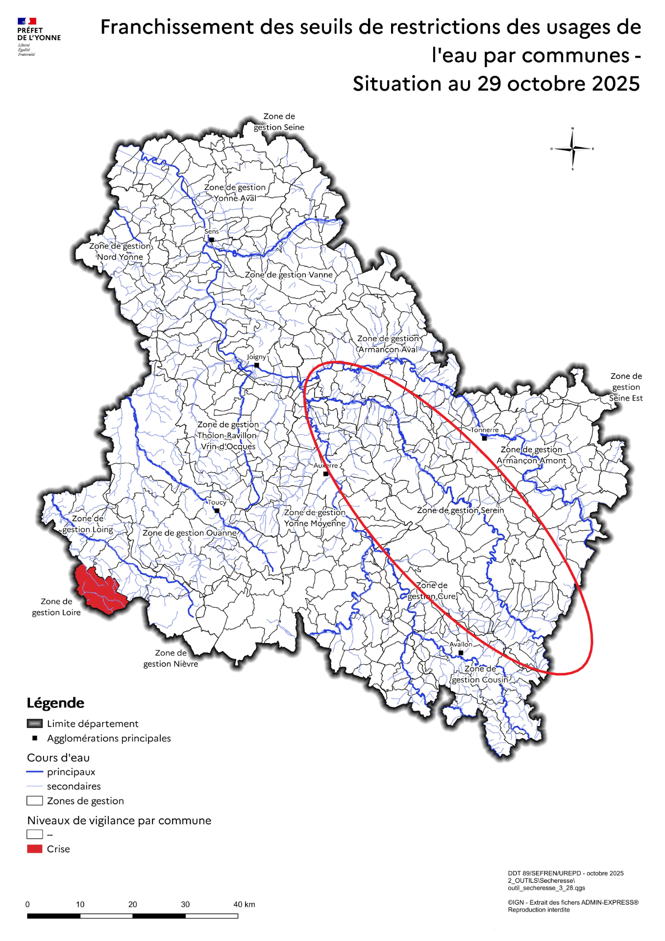 Abrogation sécheresse Yonne 2025